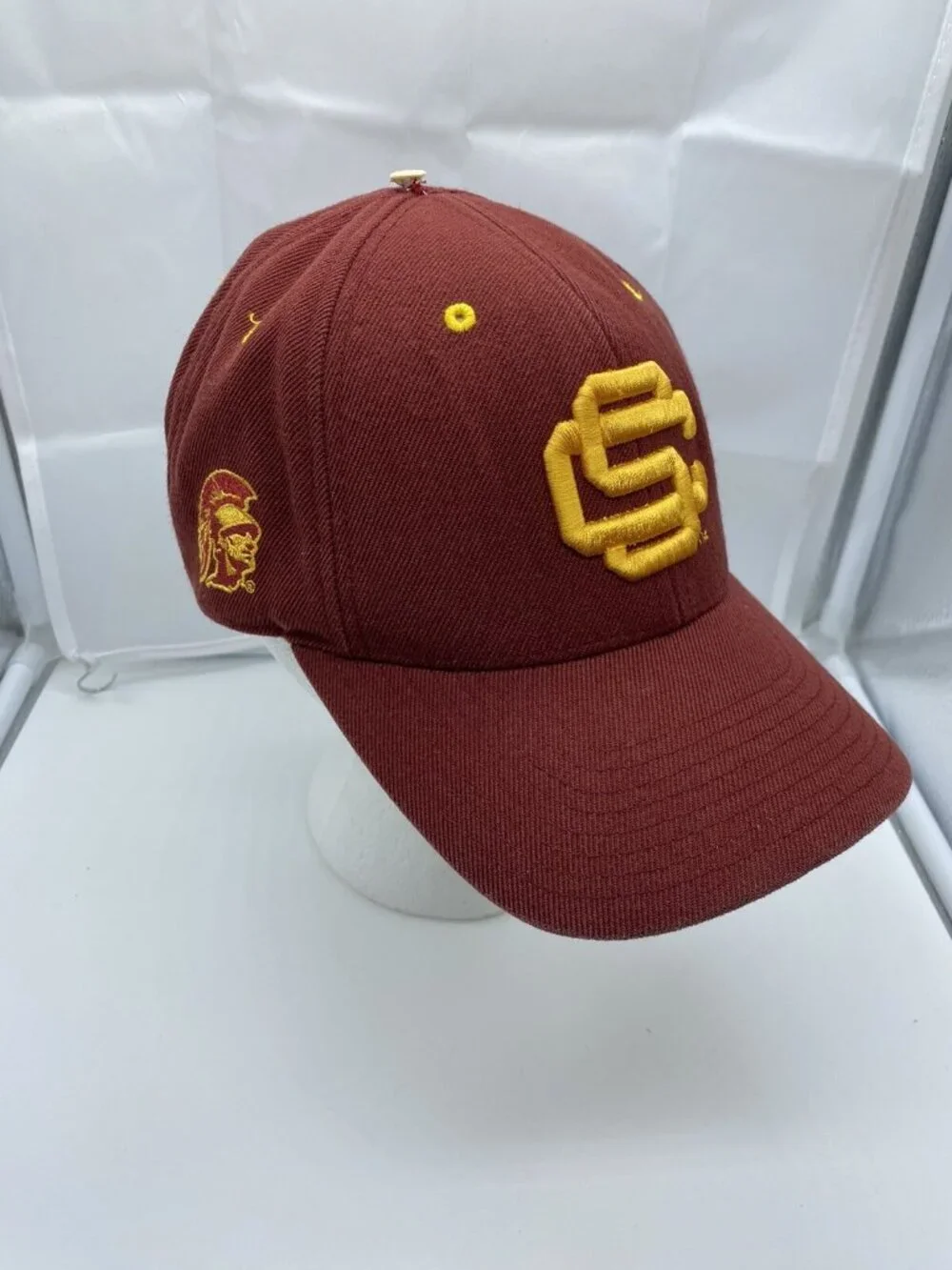 Vintage USC Trojans Burgundy Yellow Hat NCAA Adjustable Hook & Loop Cap 90s